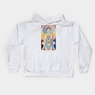 Hilma's Chromatic Woman: Abstract Celebration of Femininity Kids Hoodie